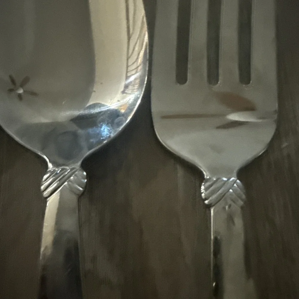 Oneida Rattan Stainless Glossy Serving Set USA Silverware Flatware Set of‎ 5